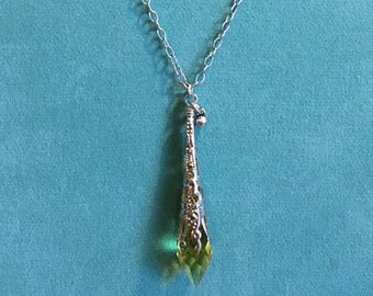 Collar con colgante victoriano - Colgante de cristal Swarovski - Colgante de carámbano - Cristal de topacio claro en forma de lápiz - Regalo para ella