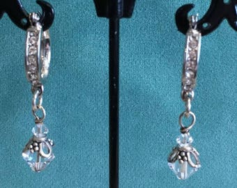 Pendientes de cristal - Elegantes pendientes de Swarovski - Pendientes de plata - Cristales transparentes - Boda - Dama de honor - Pendientes elegantes - Regalo para ella