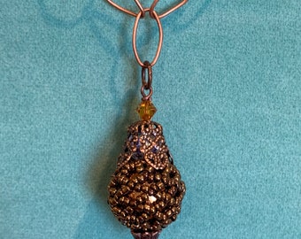 Cadena de eslabones grandes de bronce con colgante de cristal oculto - Joyería de cristal - Disfraz místico - Cosplay - Accesorio de disfraz renacentista - Mágico - Fantasía