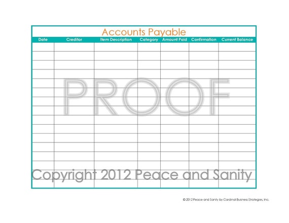 Items similar to Personal Accounts Payable Printable PDF on Etsy