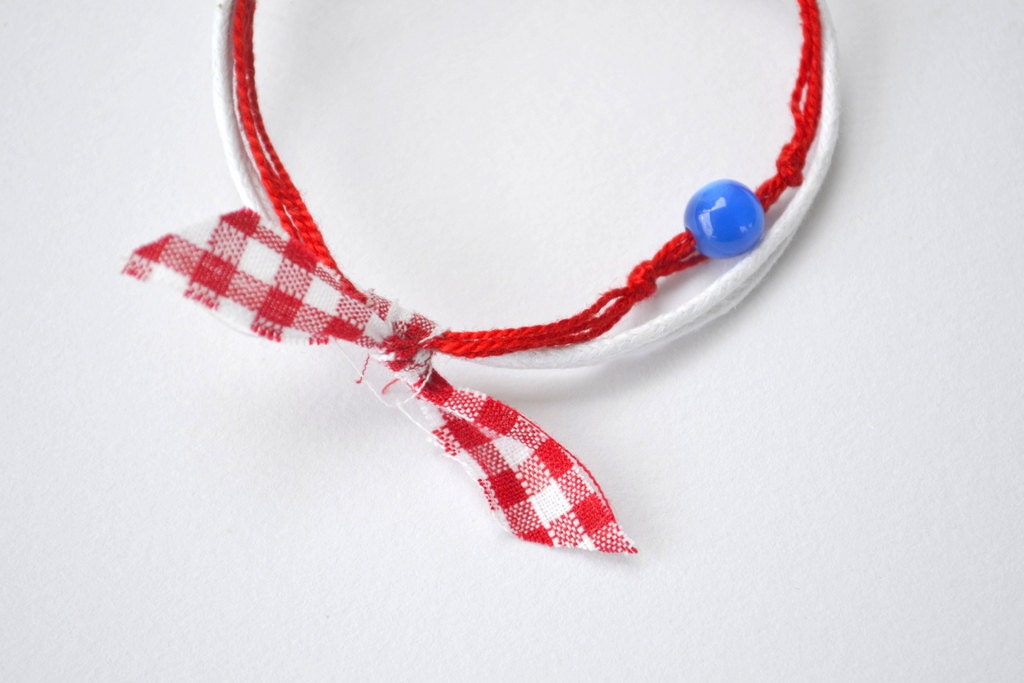 March Bracelets Martakia Red and White Wrap Bracelet Greek Etsy Canada