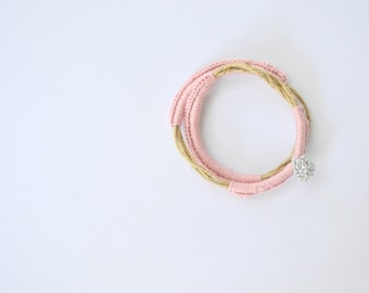 Romantic elegant pink bracelet- beauty gift- crochet and beaded jewelry- thin bracelet