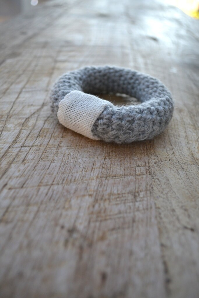 Grey Crochet Bangle Bracelet Fiber Jewelry Woolen Bracelet Etsy