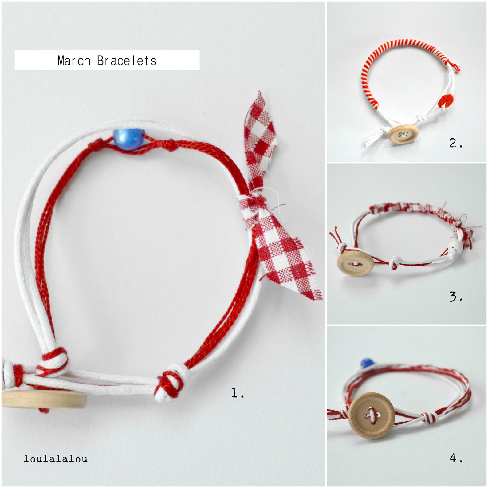 March bracelet martakia red and white wrap bracelet spring Etsy