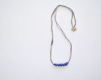 Blue long necklace, simple elegant necklace, natural jewelry, bohemian necklace, everyday necklace, thin necklace, boho pendant