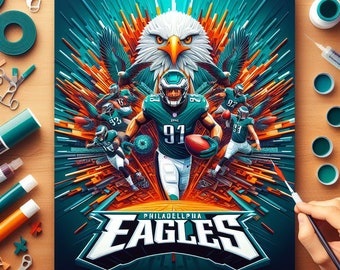 3D Eagles NFL playing card