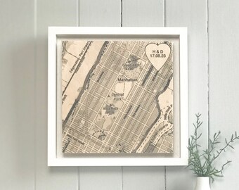 Personalised International Map Artwork Printed on Wood For 5th Anniversary