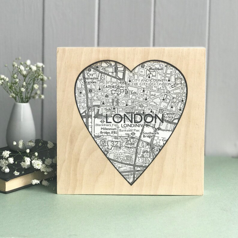 Personalised Heart Map Artwork On Birch Plywood image 2