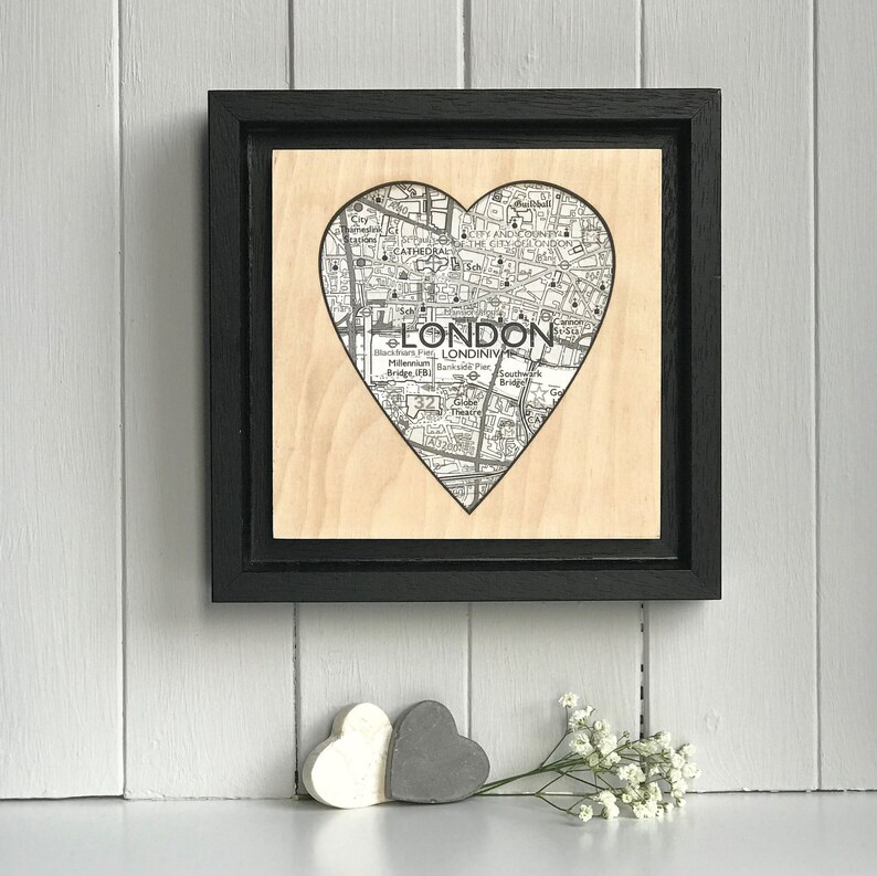 Personalised Heart Map Artwork On Birch Plywood image 7