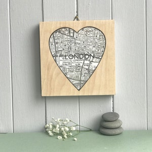 Personalised Heart Map Artwork On Birch Plywood image 3
