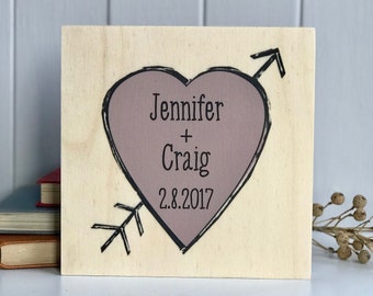 Pink Love Heart With Names And Date Artwork