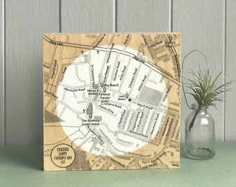 Personalised Father's Day Pub Map Print On Birch Plywood