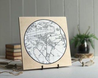 Personalised Circle Map Artwork Custom Printed On Birch Plywood