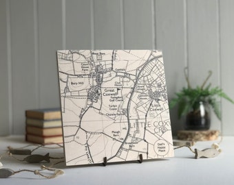 Golf Course Map Artwork Printed on Whitewashed Birch Plywood