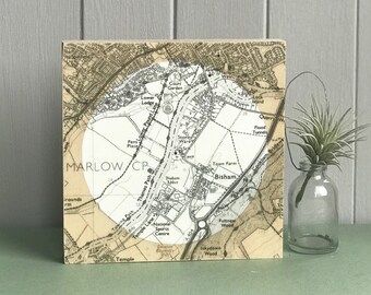 Personalised Map Artwork With A White Painted Circle Background