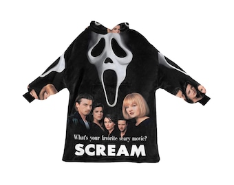 Suéter manta usable retro SCREAM: sudadera con capucha extragrande y acogedora con Ghostface