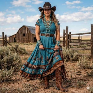 retro western cowboy style casual dress Retro Western Cowboy Style Casual Suspender Dress