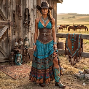 turquoise and brown dress Brown Multi Turquoise Necklace Tank Midi Dress