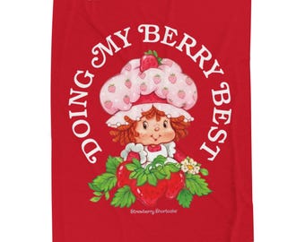 Manta de peluche de Tarta de Fresa: Manta de terciopelo rojo