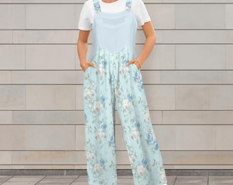 Lichtgewicht Cottagecore jumpsuit romper met wijde pijpen en wijde pijpen