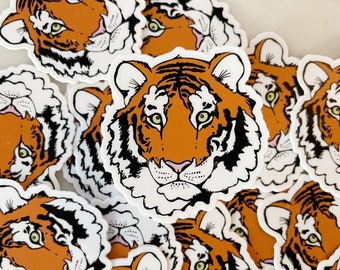 tiger face vinyl sticker | go tigers | game day | tiger fan | jungle animal | animal sticker