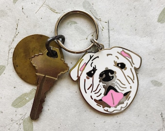 bulldog keychain | hard enamel bulldog keychain | animal keyring | go dogs | dawgs | dog keyring | gift idea