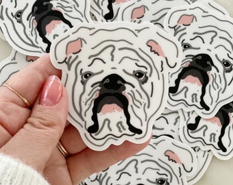 bulldog face single sticker | white bulldog | go dawgs | back to school sticker | animal sticker | dog sticker