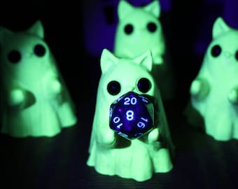 Glow in the dark Cat Ghost Dice guardian