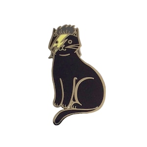 Bowie Cat Enamel Pin -  Black cat  enamel pin - Halloween enamel Pin - lapel pin hat pin - Black Star