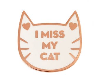 Cat Pin - I Miss My Cat enamel pin - black and gold lapel pin