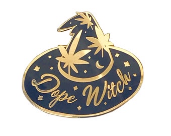 Dope Witch Enamel Pin - weed witch pin - witch pin - weed pin - marijuana pin - weed witch - dope ass witch