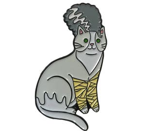 Bride of Frankenstein Cat Enamel Pin -  cat  enamel pin - Halloween enamel Pin