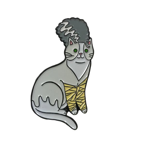 Bride of Frankenstein Cat Enamel Pin -  cat  enamel pin - Halloween enamel Pin