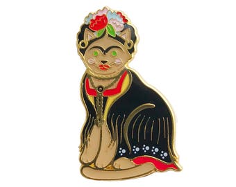 Frida Cat Enamel Pin -  cat pin - cat enamel pin - artist enamel pin - art pin