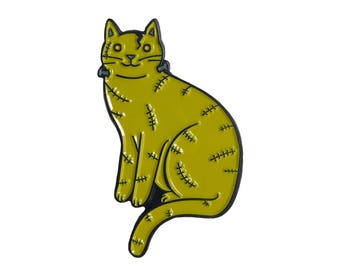 Frankenstein Cat Enamel Pin -  cat  enamel pin - Halloween enamel Pin - halloween brooch