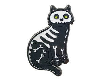 Skeleton Cat Enamel Pin