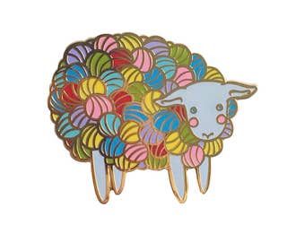 Yarn Sheep Enamel Pin Lamb Enamel Pin - lamb pin- knitting pin - lamb pin lapel pin hat pin - Yarn hard enamel pin