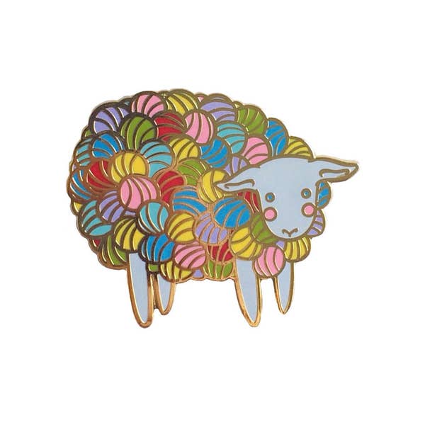 Yarn Sheep Enamel Pin Lamb Enamel Pin - lamb pin- knitting pin - lamb pin lapel pin hat pin - Yarn hard enamel pin