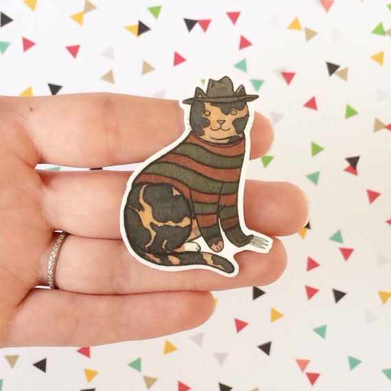 Items similar to Halloween Cat Brooch Killer Cat Pin cat pin