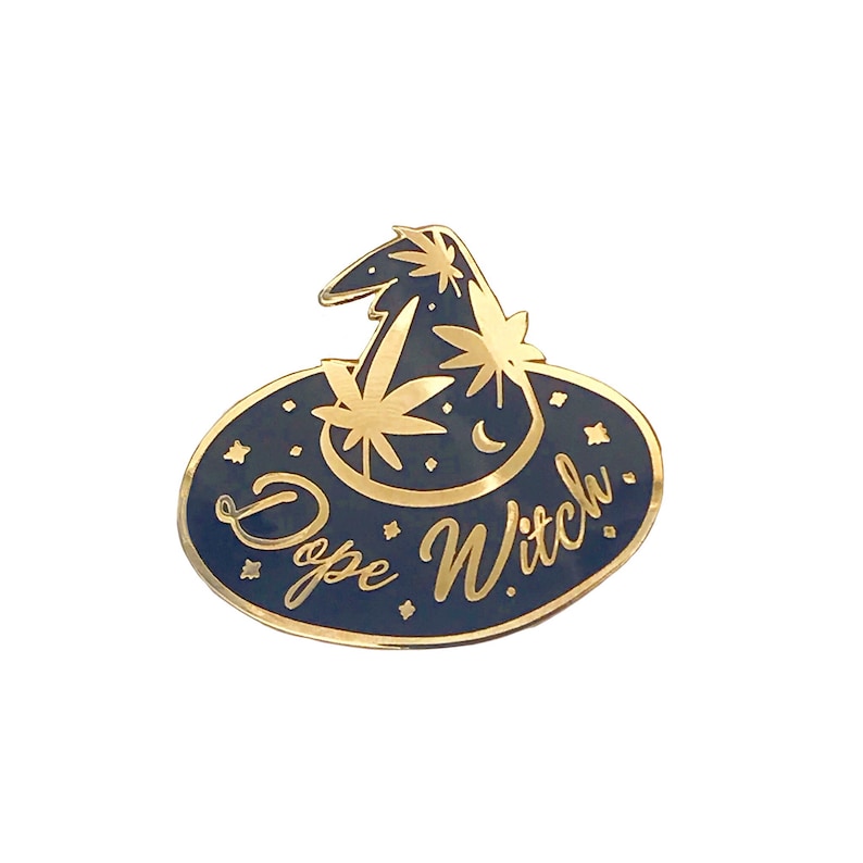 Dope Witch Enamel Pin weed witch pin witch pin weed pin marijuana pin weed witch dope ass witch image 1