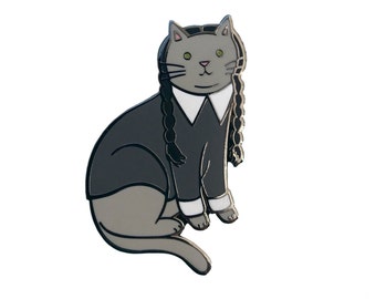 Wednesday the Goth Cat  Hard Enamel Pin -  Goth Pin -  cat pin - cat jewellery -Halloween Pin - Unique Boutonnière