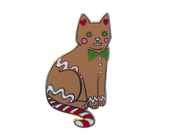 Gingerbread Cat Enamel Pin - gingerbread cat enamel pin - holiday pin - cat pin - winter cat pin