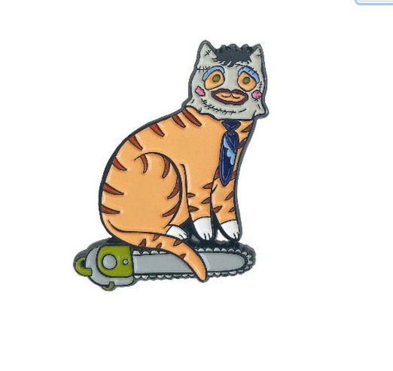 Killer Cat Enamel Pin Chainsaw Cat Etsy