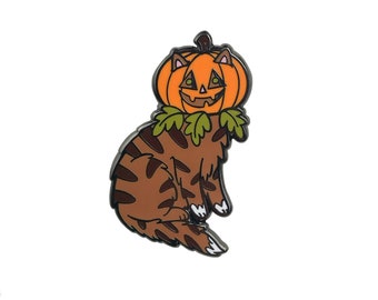 Pumpkin Head Cat Enamel Pin
