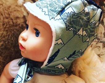 Bonnet hat with chin tie - soft lining - from age 0-3 months upto 3 yrs