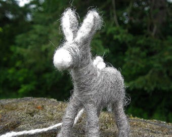 Gray Donkey Ornament, Felted Donkey Decoration, Donkey Gift