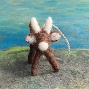 Goat Ornament, Hand Felted Wool Goat Ornament, Farm Animal Nursery Decoration