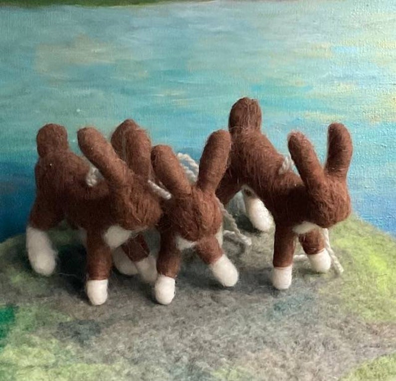 Wild Bunny Ornament, Felted Wool Rabbit Ornament, Cute Brown Bunny Decoration, Rabbit Baby Nursery Decor, Waldorf Style Woodland Creature image 3