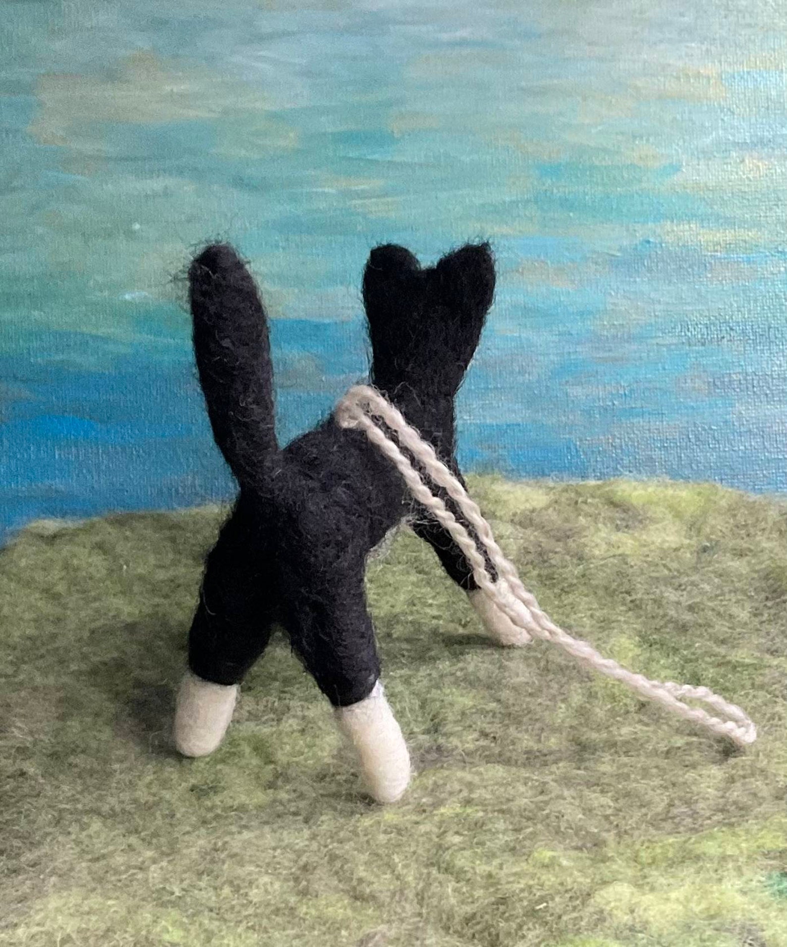 Cat Ornament Hand Felted Black and White Cat Ornament Tuxedo Etsy