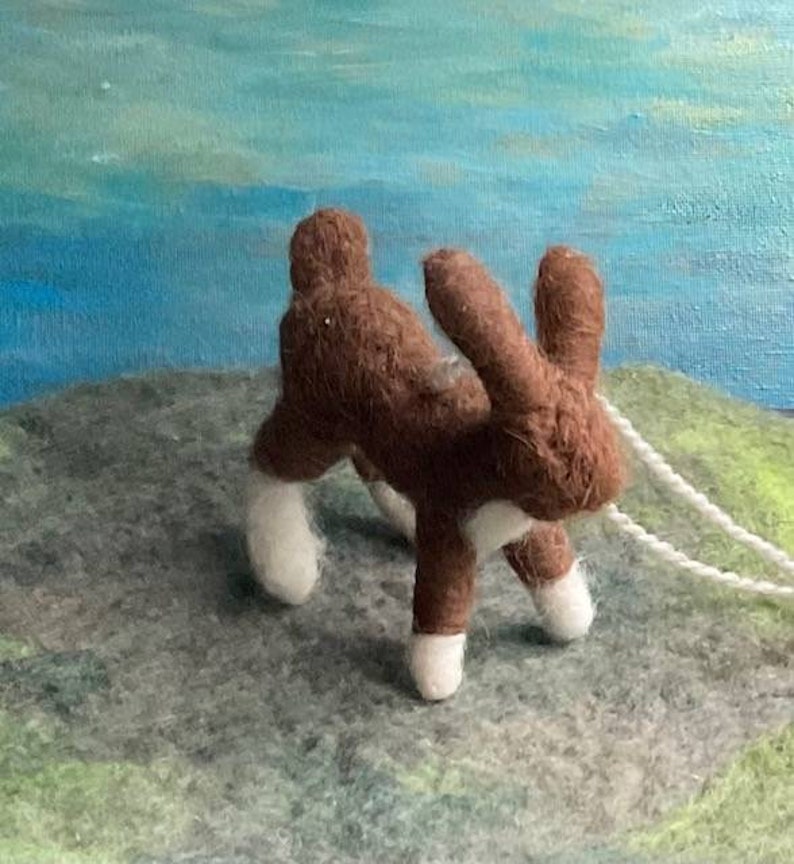 Wild Bunny Ornament, Felted Wool Rabbit Ornament, Cute Brown Bunny Decoration, Rabbit Baby Nursery Decor, Waldorf Style Woodland Creature image 1